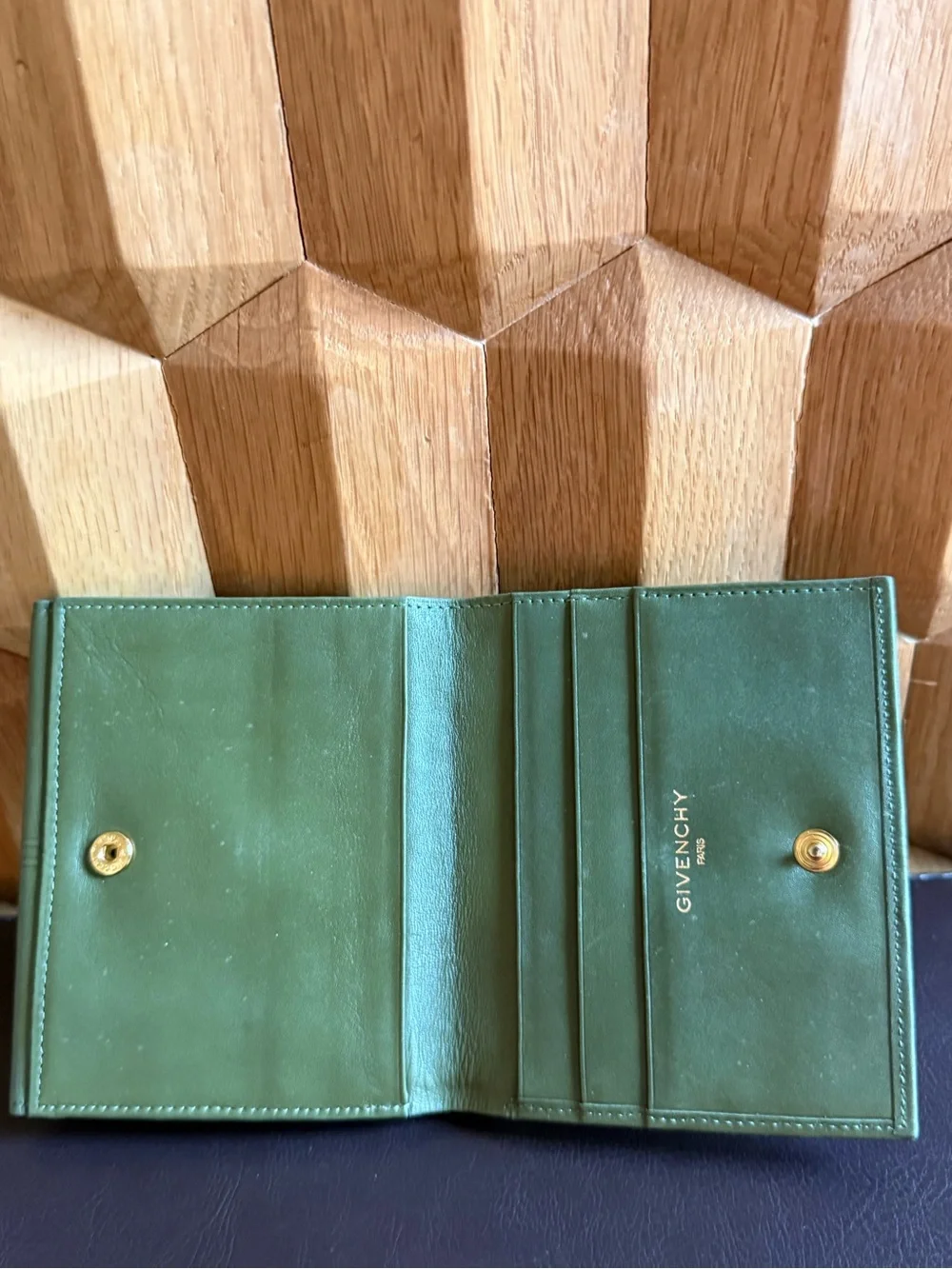 Givenchy Olive Green Leather Bi-fold Wallet
